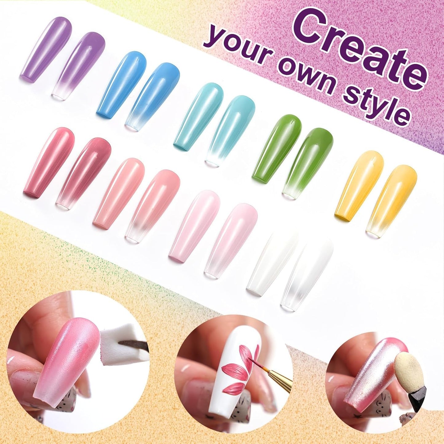 Gradient Painting Gel, 9 Bright Colors Ombre Gel Nail Polish Light Pink Blue Summer Kit Sponging for Pigment Pat Nails Aura Nails French Manicure Soak Off UV Bloom Summer
