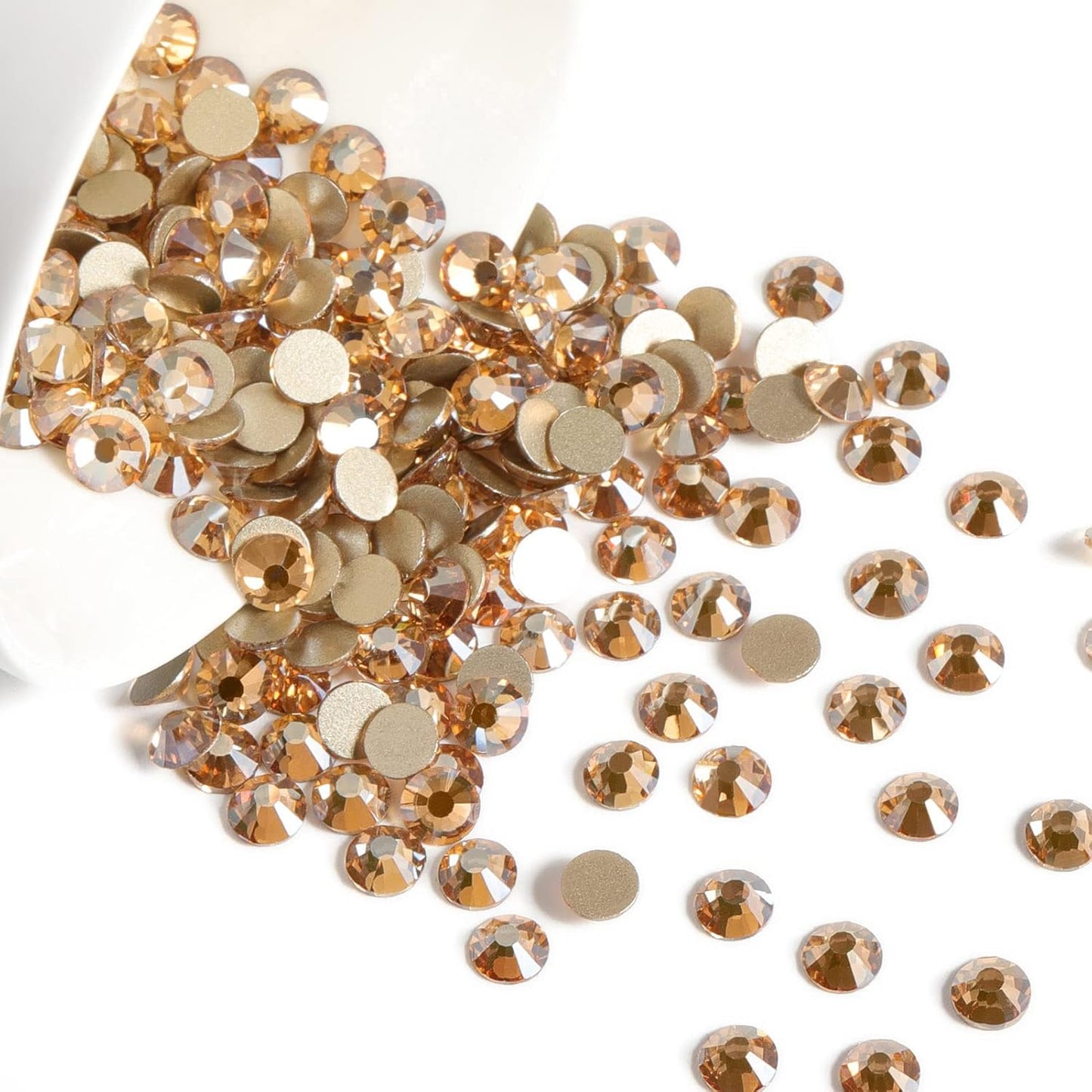 Beadsland 1440 Pieces Flat Back Crystal Rhinestones Round Gems,Golden Shadow,SS10,2.7-2.9mm