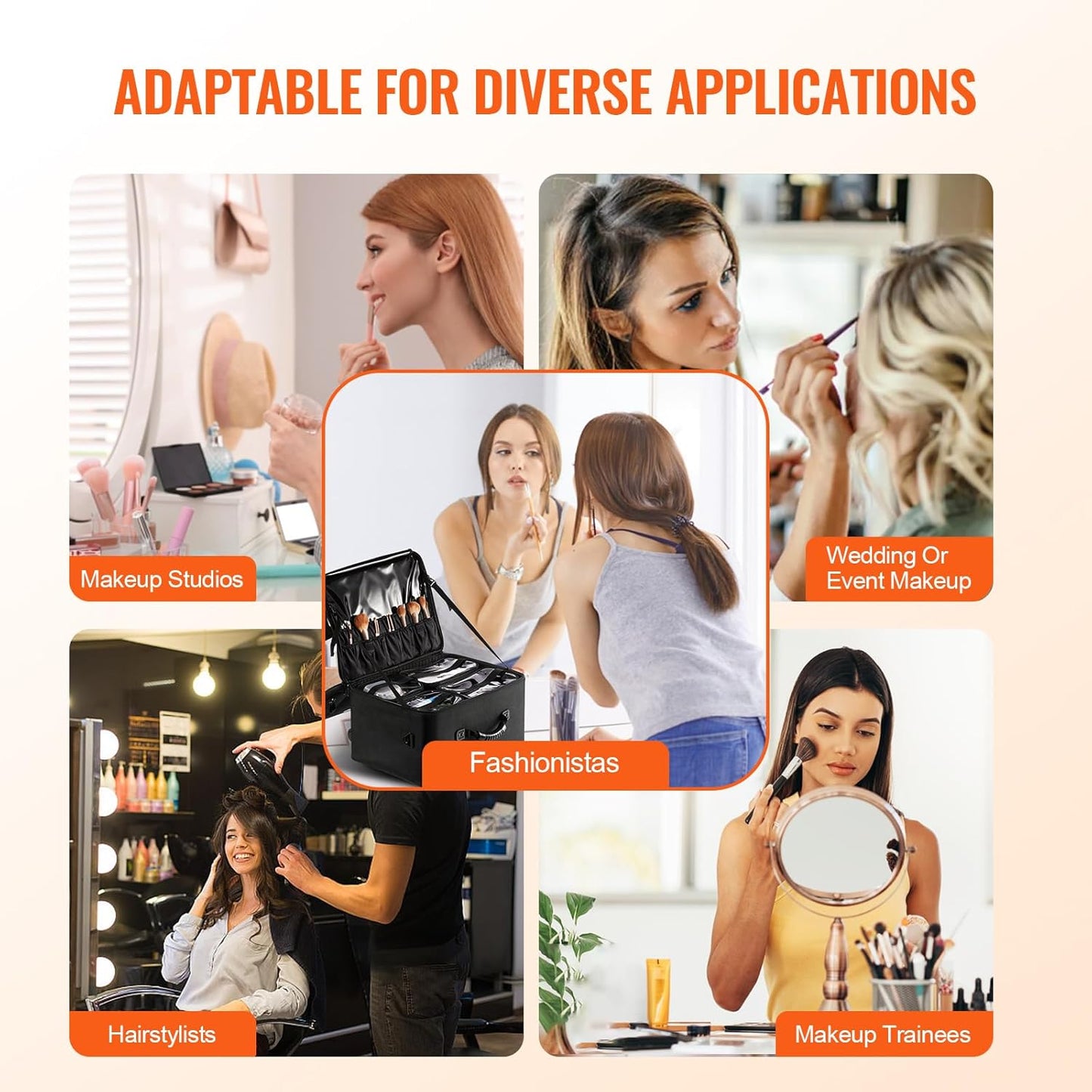 VEVOR Makeup Train Case Professional Makeup Storage Organizer Box Make Up Carrier for Women and Girls