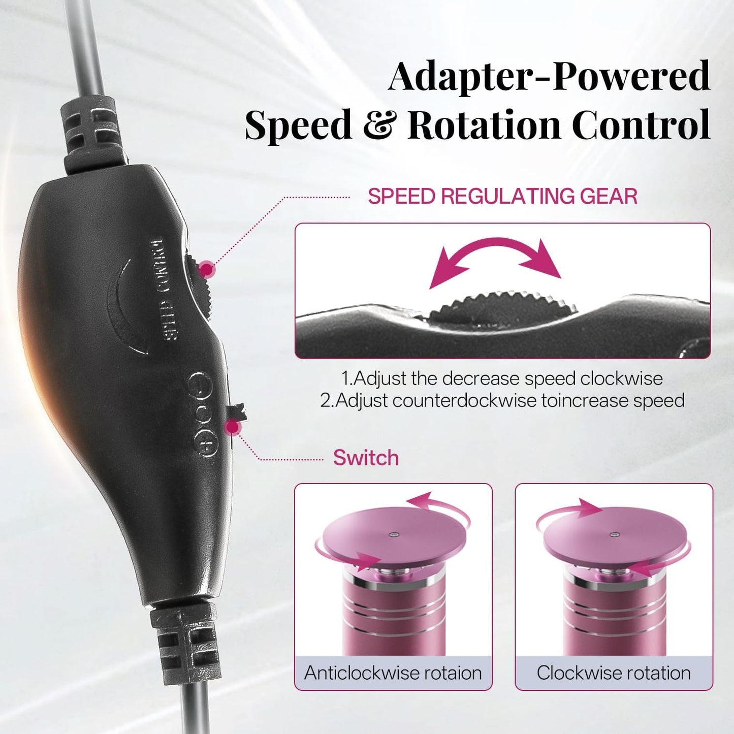 krofaue 1000RPM Electric Foot Callus Remover - Stepless Speed Control Foot Sander with 60pcs Replacement Sandpaper Disk, Electric Foot File Professional Pedicure Tool for Women Dead Cracked Hard Skin