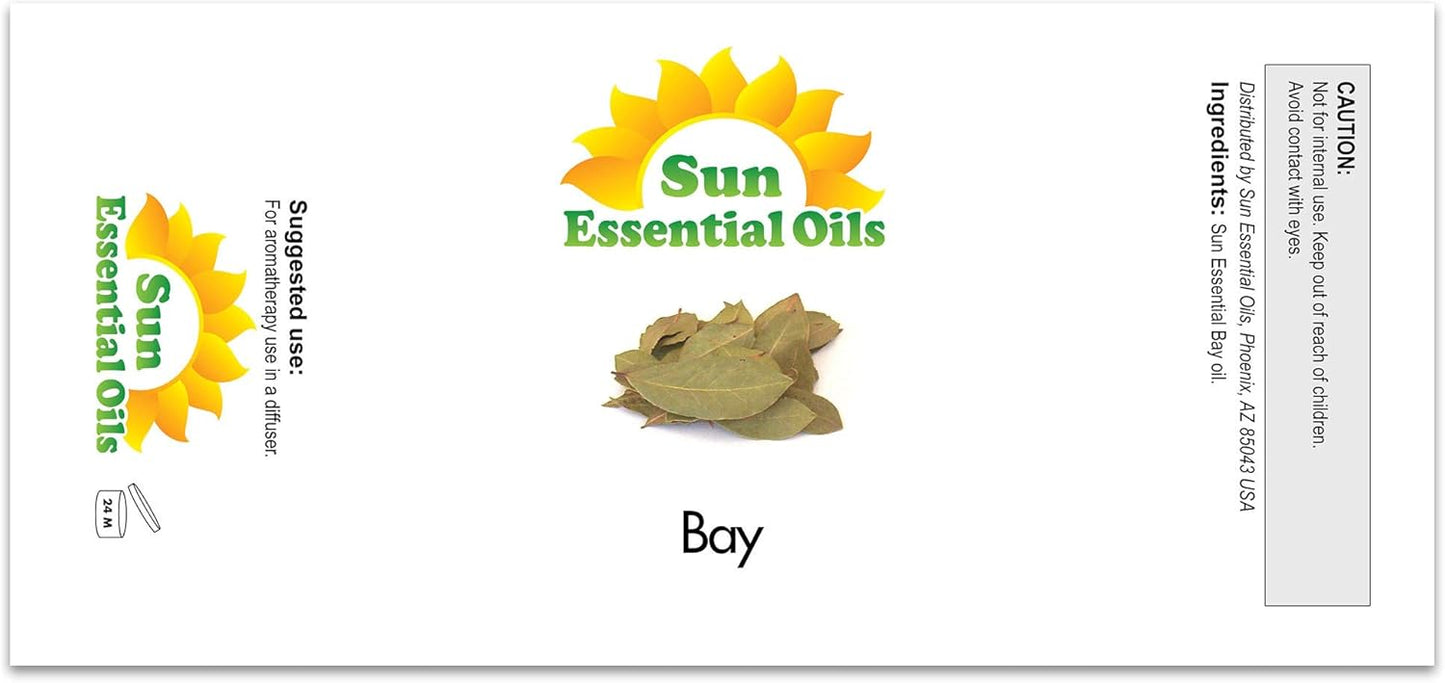 Sun Essential Oils Bay Essential Oil 16oz for Aromatherapy, Diffuser, Muscle Ease, Hair Care