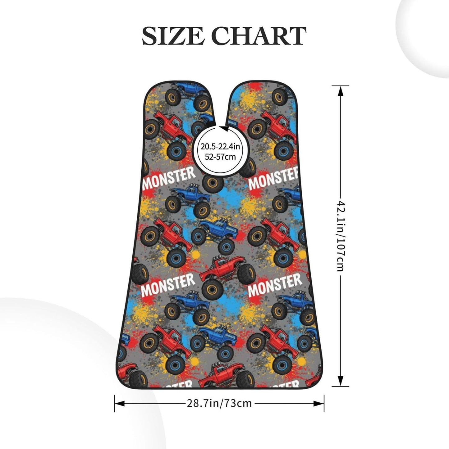 Beard Shaving Cape with Suction Cups, Grunge Monster Truck Car Art Shave Bib, Non-Stick Waterproof Hair Catcher, Grooming Bib for Men Husband