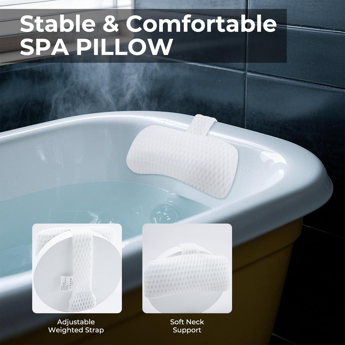 Headrest Pillow for Patio Chaise Lounge，Hot Tub Pillow for Headrest, Universal Height Adjustable Chaise Lounge Pillow for Sunbathing Swing Pool Furniture