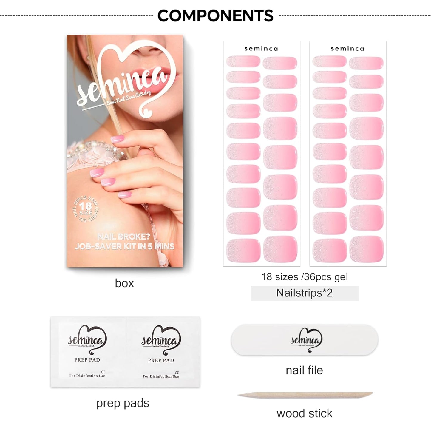Semi Cured Gel Nail Strips-Salon Quality Semi-Cured Gel Press On Nails Stickers Quick DIY Nail Art Manicure Kits for Women at Home Works with Any UV/LED Lamps(Dress Up)
