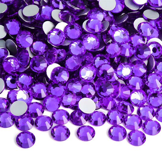 Flatback Rhinestones Round Gems for Nails Art and Crafts 1250Pcs SS20 5mm Glitter Crystals Stone DIY Bags Clothes Shoes (Dark Purple)