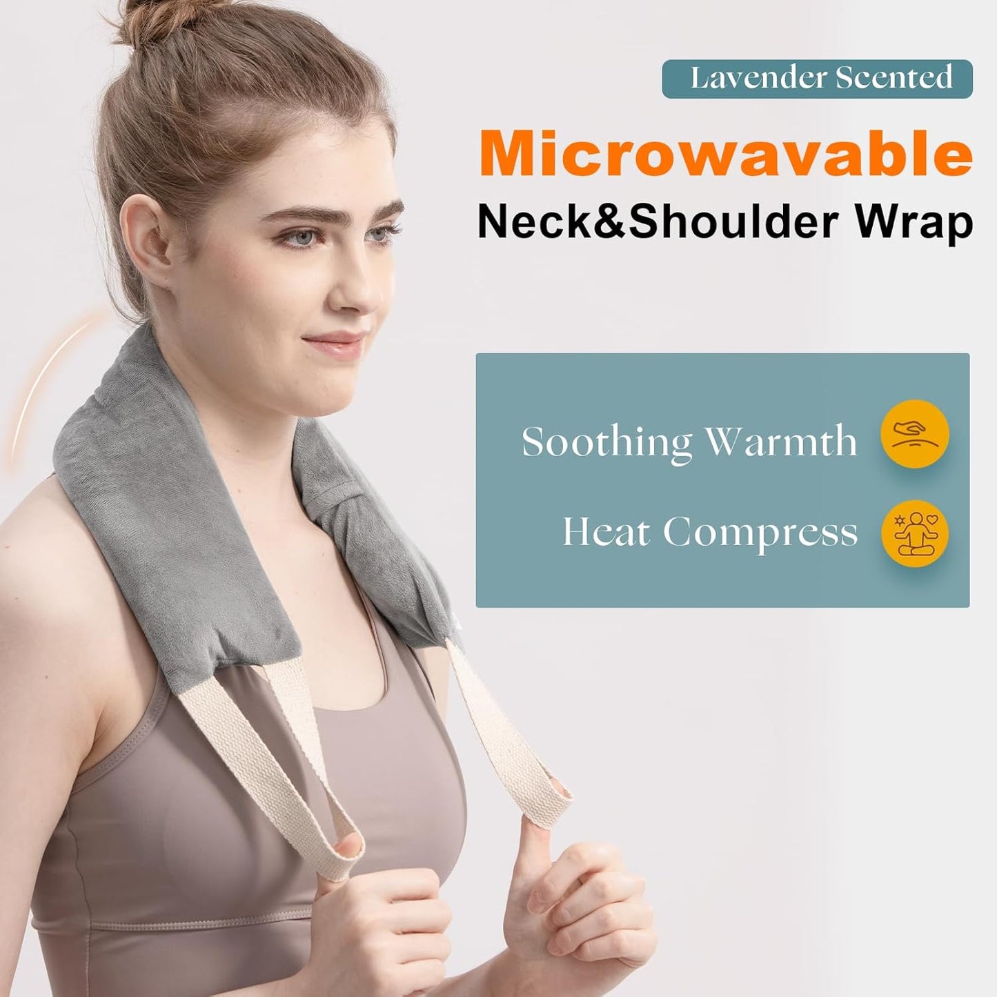 Heating Pad for Neck Shoulders and Back Microwavable Lavender Scented, Washable Cover, 1.5 lbs Microwave Warm Wrap