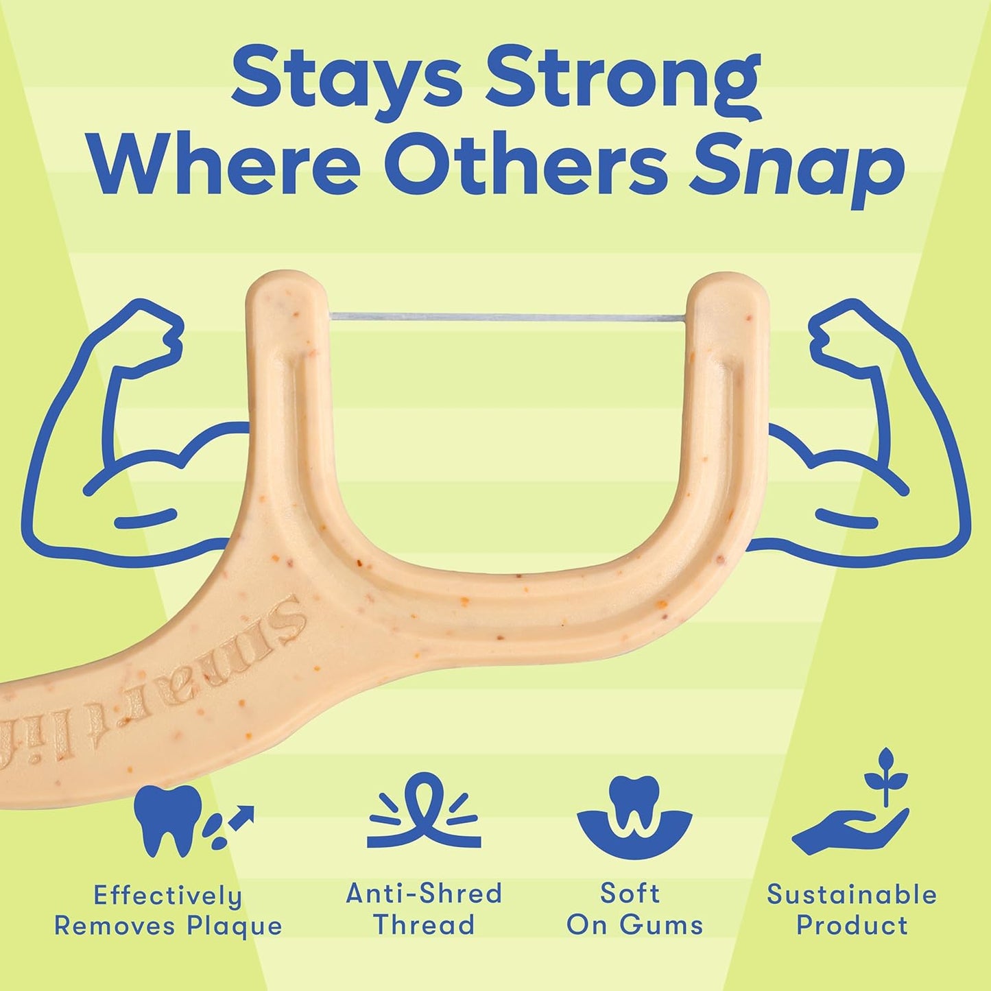 SmartLifeco Eco-Friendly Dental Floss Picks (400ct) - Flossers Made with Straw Wheat Blend, Superior Anti-Shred Thread for Tight Gaps, Tooth Pick Stick for Adults, Soft on Gum & Teeth, Vegan, Mint