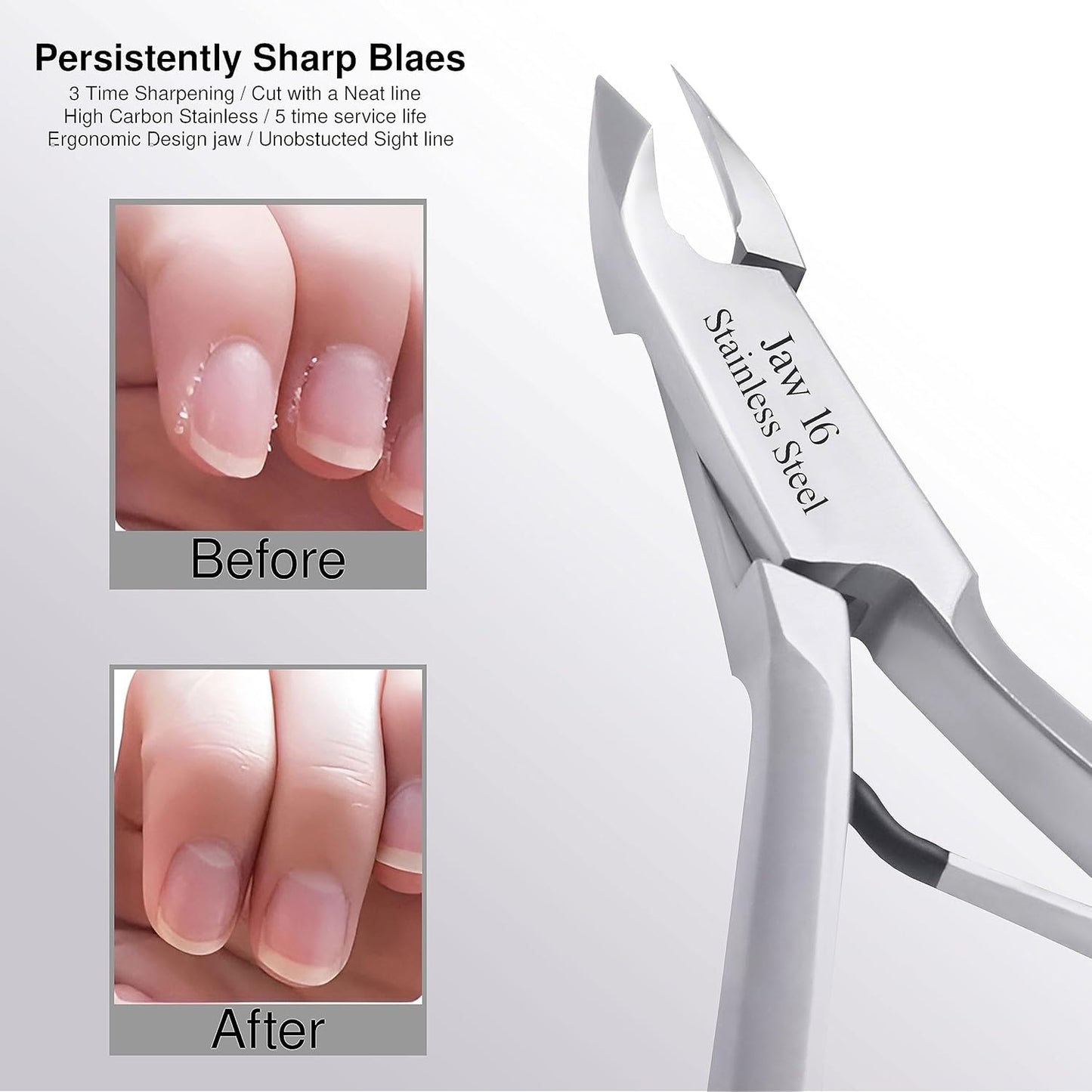 UM Supplies Cuticle Trimmer | Hangnail Remover | Extremely Sharp | Professional Cuticle Nippers | Stainless Steel | Cuticle clippers | Pedicure Manicure Tool I Jaw 16 (6mm)