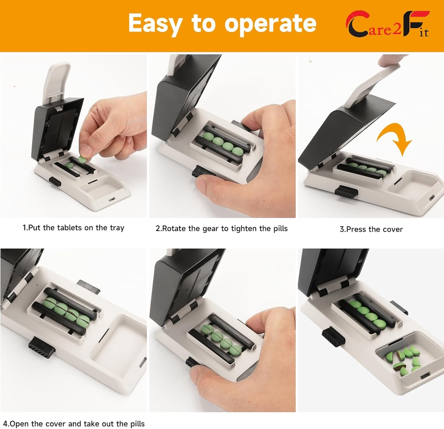 Auto Centering Pill Cutter Device, Pill Splitter Made of Aviation Aluminum Alloy with 402 Stainless Blade, Anti Cut Design,Ergonomic Operation Control,Designed in The USA (White)