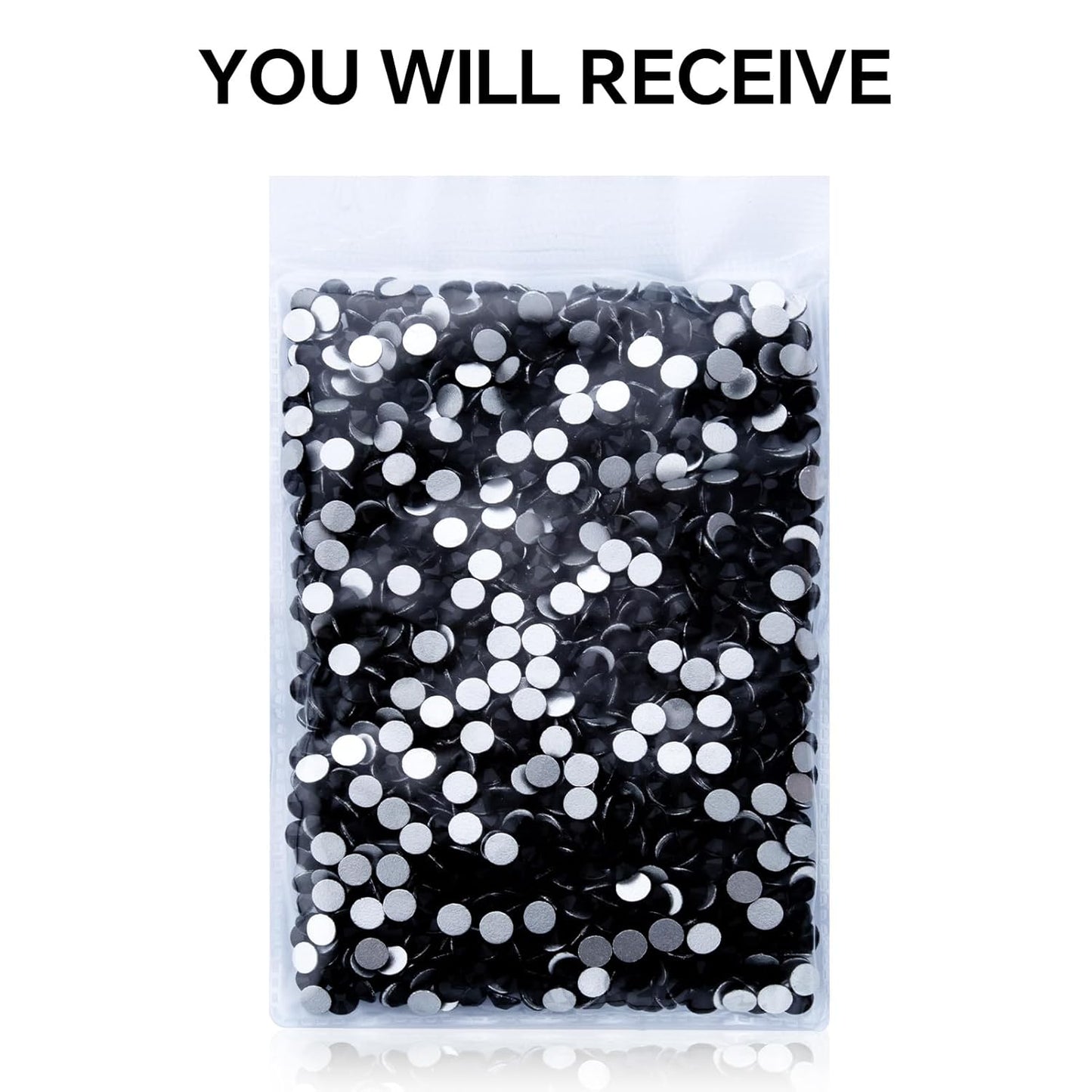 288Pcs Black Crystal Rhinestones,Glass Flatback Rhinestones Gemstones for Nail Face Makeup Art Crafts Clothes Decoration -(SS34,7.0mm,Black)