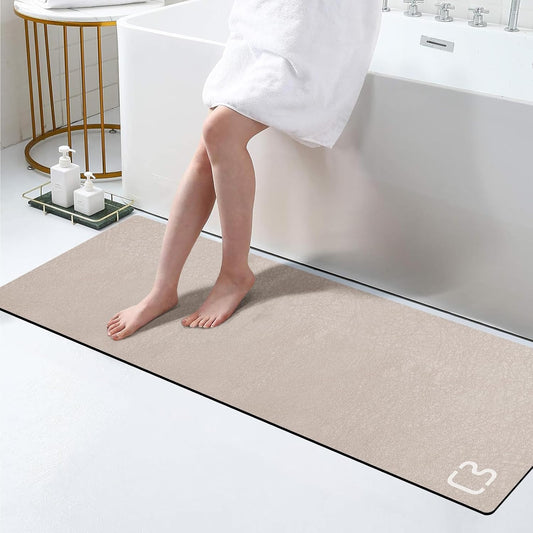 Taupe Diatomaceous Earth Bath Mat 15.7"x47.2" Extra Long Bathtub Mat Super Absorbent Non-Slip Shower Mat Bath Stone Fast Dry Large Mat Bathroom Rugs Mats for Bathroom Floor,Tub,Shower,Sink