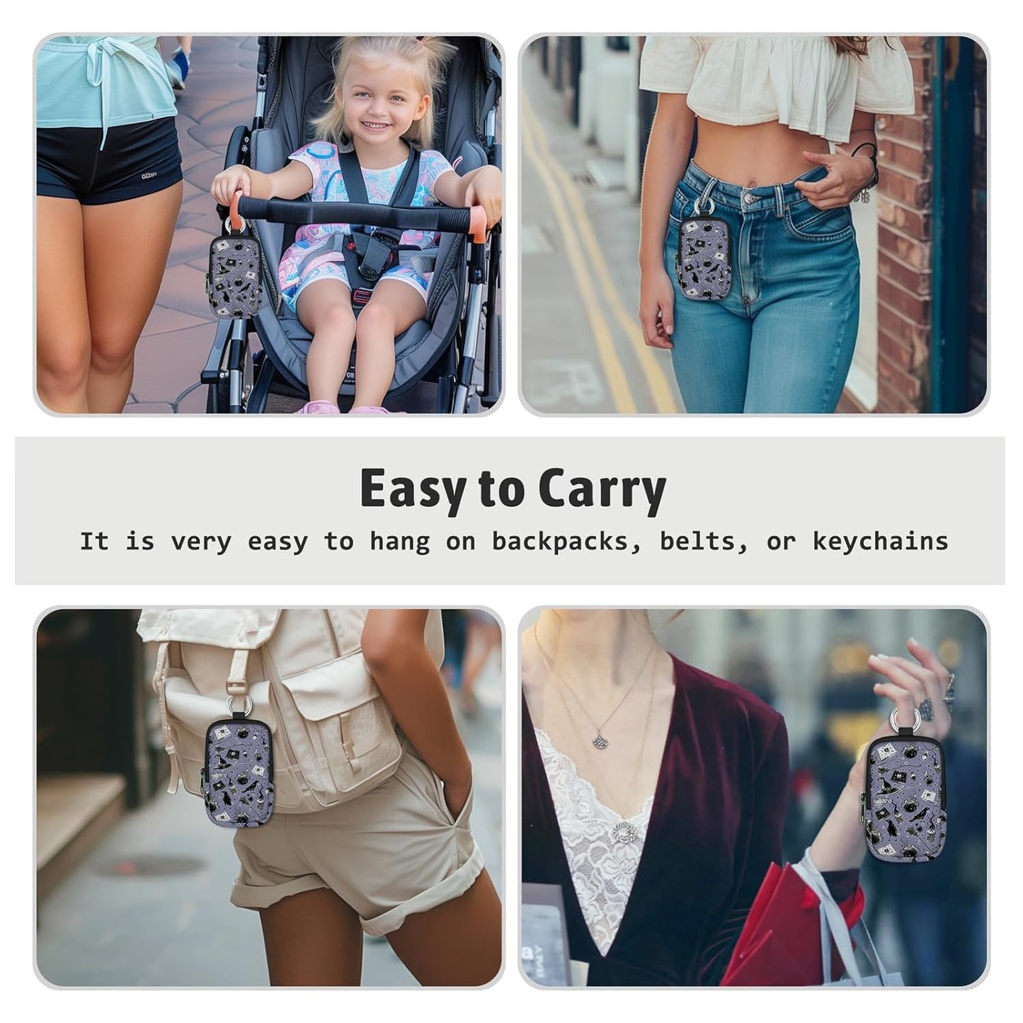 Magic Goth Hand Sanitizer Spray Case, Hand Sanitizer Holder Zippered Pouch, Cute Fashion Accessory with Snap Hook for Glow Mist and Power Mist 1FL OZ