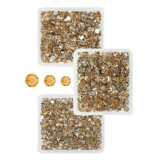 Champagne Crystal Resin Rhinestones for Crafting 3mm 4mm 5mm Golden Flatback Stones Diamonds Crystals Gems Charms for Nails Face Eyes Makeup Body Tumblers Bottles Mugs DIY Crafts Clothes Shoes