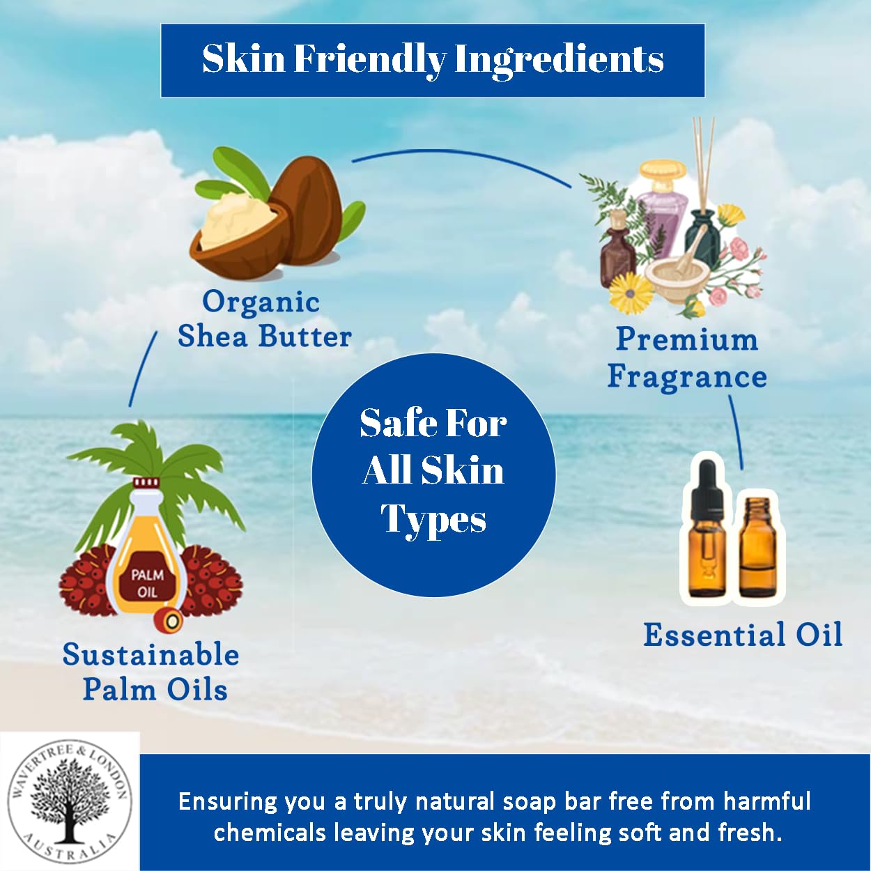 Wavertree & London Prosecco Scented Natural Soap (8 Bars), 7oz Moisturizing French Triple Milled Soap Bars enriched with shea butter - Pure Plant Oil Bath & Body Bars for All Skin Types