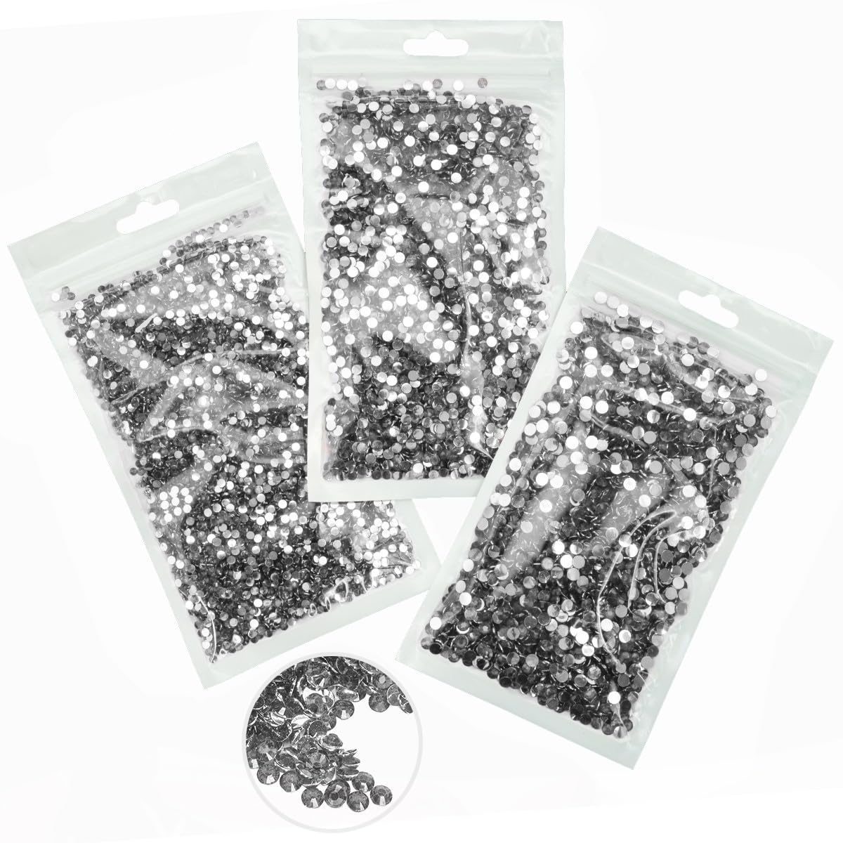 16000PCS Dark Gray Resin Rhinestones for Crafting Crystal Black Diamonds Flatback Gems Stones 3mm 4mm 5mm Grey Crystals Charms for Nails Face Eyes Makeup Body Tumblers Bottles DIY Crafts Shoes