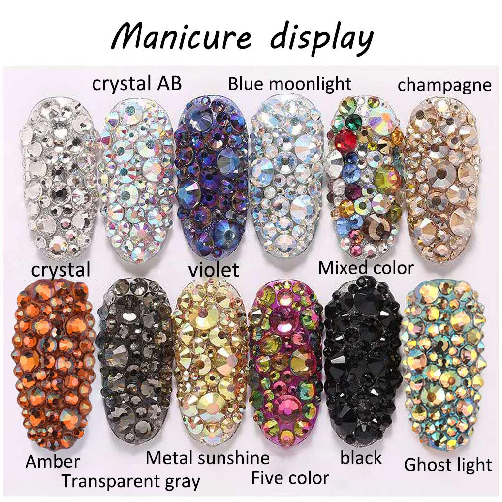 Rhinestones flat back gems round DIY decorative Nail Face and apparel accessories ss3-20 mix size(1440pcs mixed color)