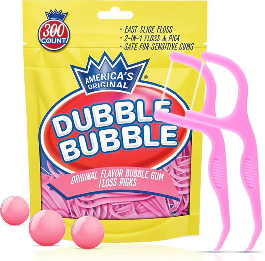 Flavored Floss Picks, 300 Count, Dental Floss Picks for Teeth with Fun Fruit Flavors, Flosser Picks for Adults and Children, | Bubble Gum Flavor