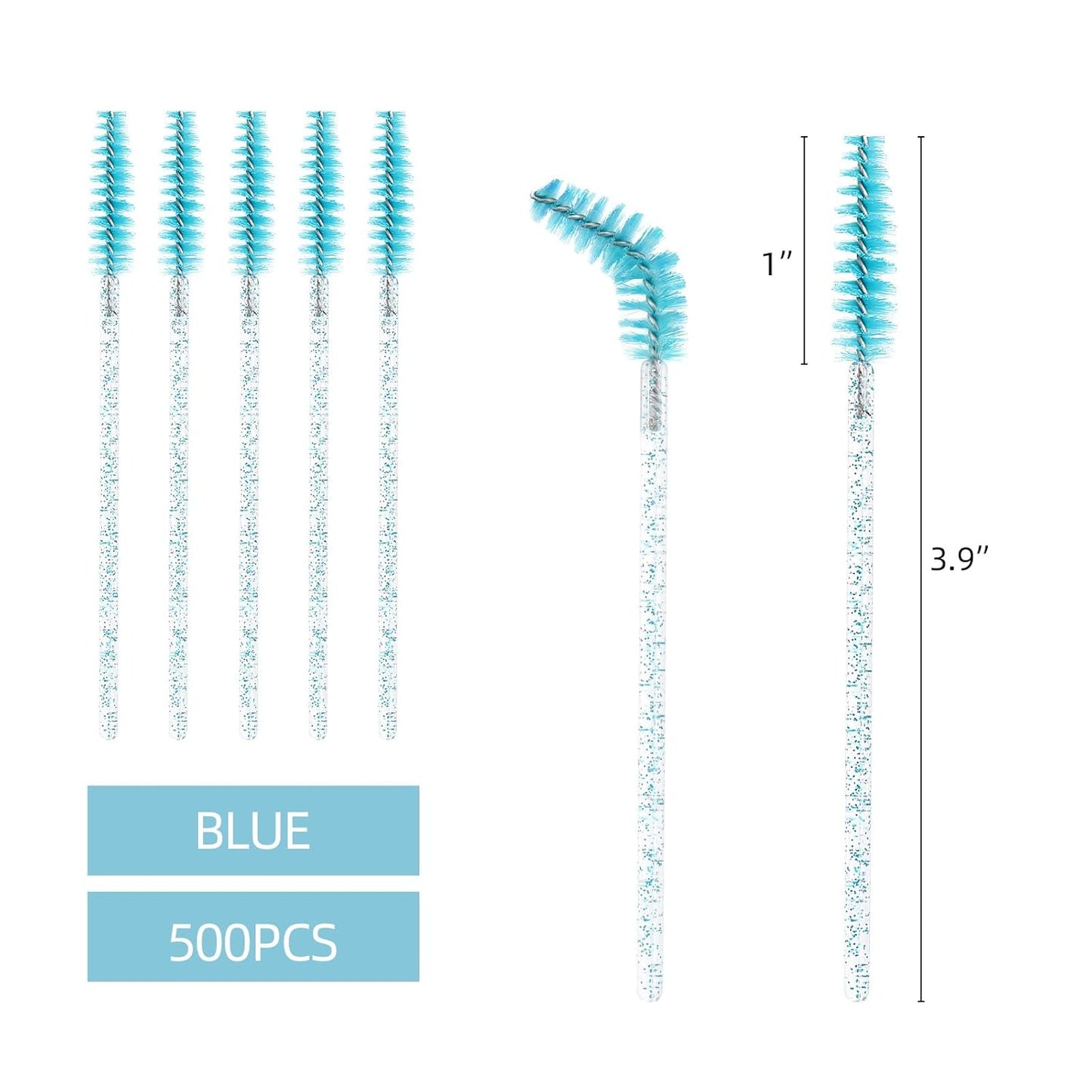 Tbestmax 500 Disposable Mascara Wands Eyelash Brush Blue Spoolies for Eyebrow Eye Lash Extension