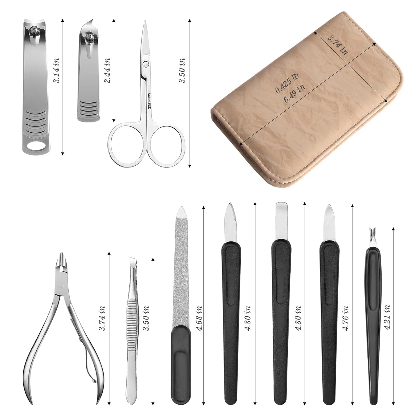 Manicure Pedicure Set, Nail Clipper Set 10-Piece Set Professional Manicure Kit Nail Kit with Portable Brown Travel Case Gift for Men Boyfriend Parent