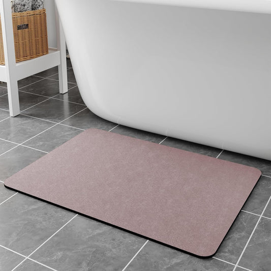 Bath Mat Rugs 24x17 - Diatomaceous Earth Bath Mats Quick Dry Absorbing Bathroom Rugs Rubber Non Slip Thin Bathroom Mat Fit Under Door, Bath Mat for Bathroom Floor, Tub and Shower, Sink, Blush Pink