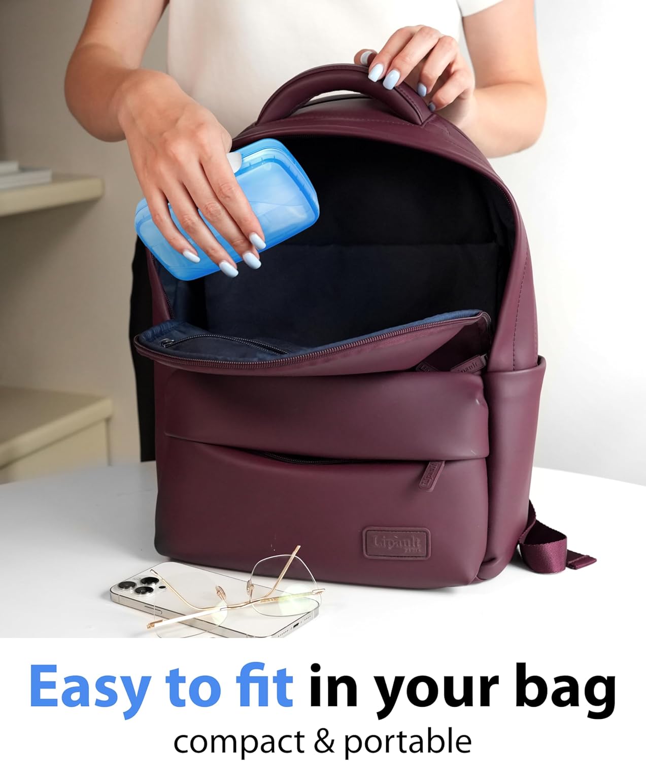 Travel Pill Organizer - Airtight Medicine Case for Traveling Portable Pharmacy Box with Labels Vitamin Container 8 Compartment Supplement Medication Holder Large Capacity Daily (Blue)