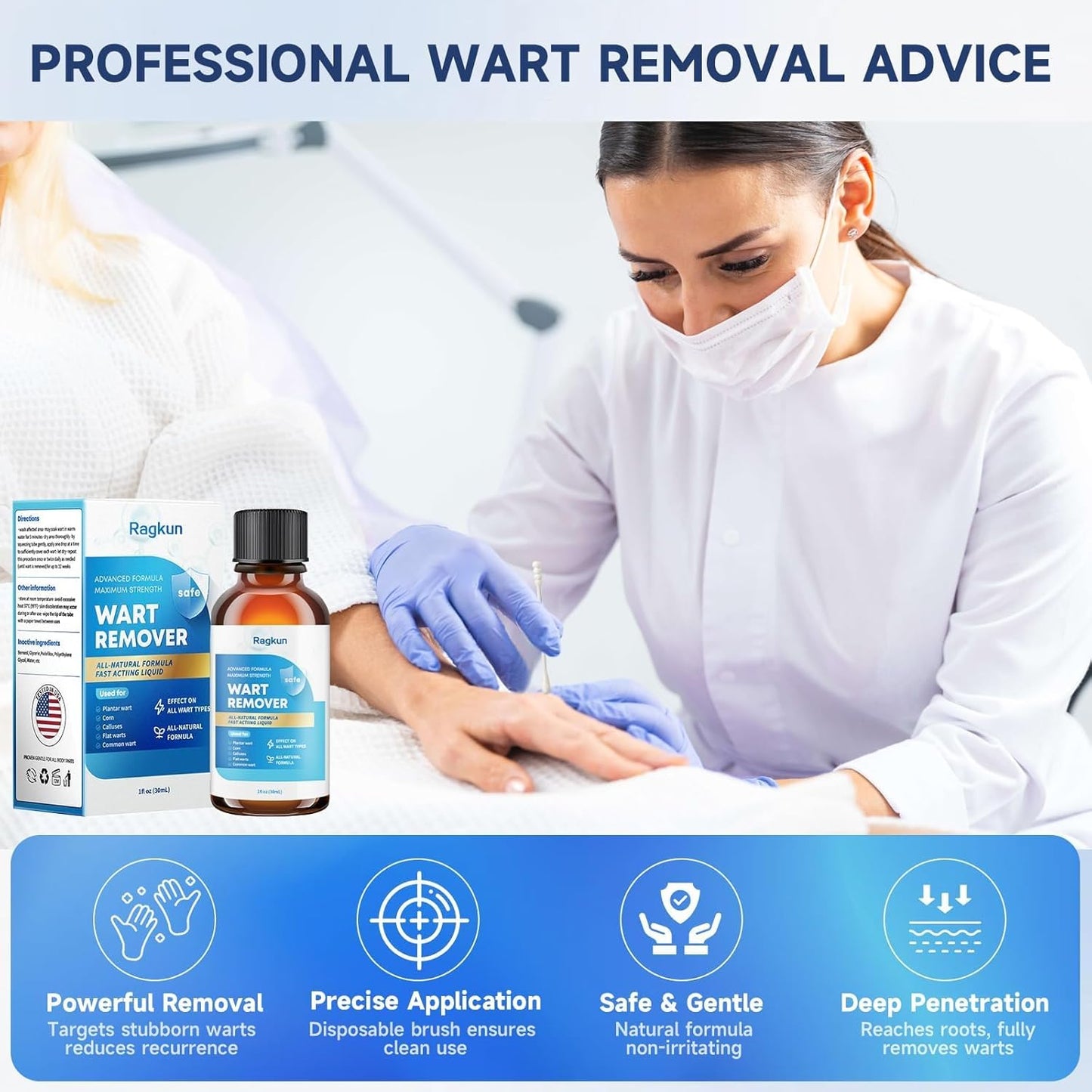 Fast-Acting Skin Tag Remover Wart Remover with Salicylic Acid, Wart Removal for Women Men, Wart Freeze Off for Plantar Wart, Flat, Common, Corn,H Wart, Callus 30ML