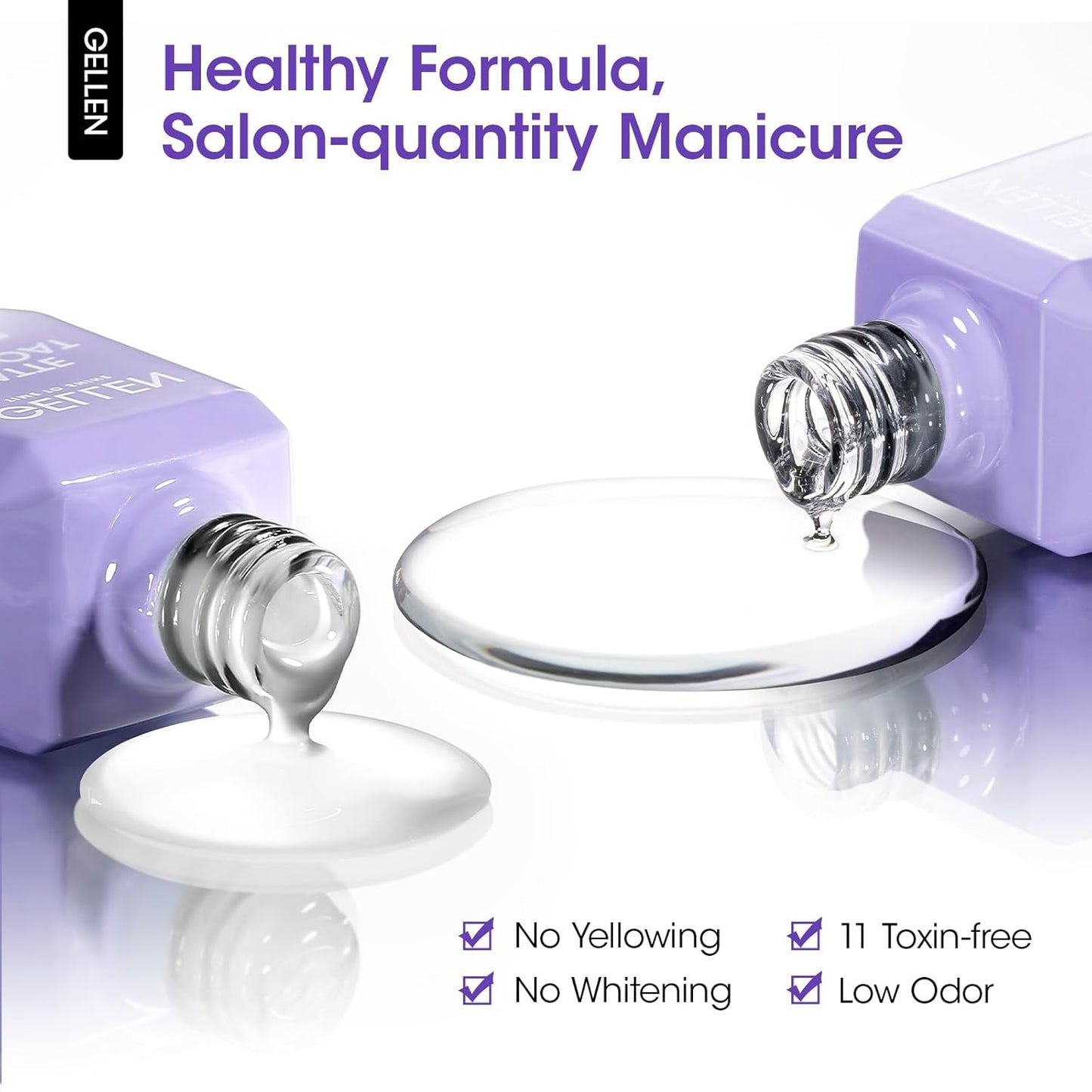 GELLEN Gel Top Coat, 18ml Matte Top Coat Gel & Glossy Top Coat Nail Polish Anti-scratch, Soak Off UV, No Wipe Clear Nail Polish, Super Glossy, DIY at Home Manicure Gifts