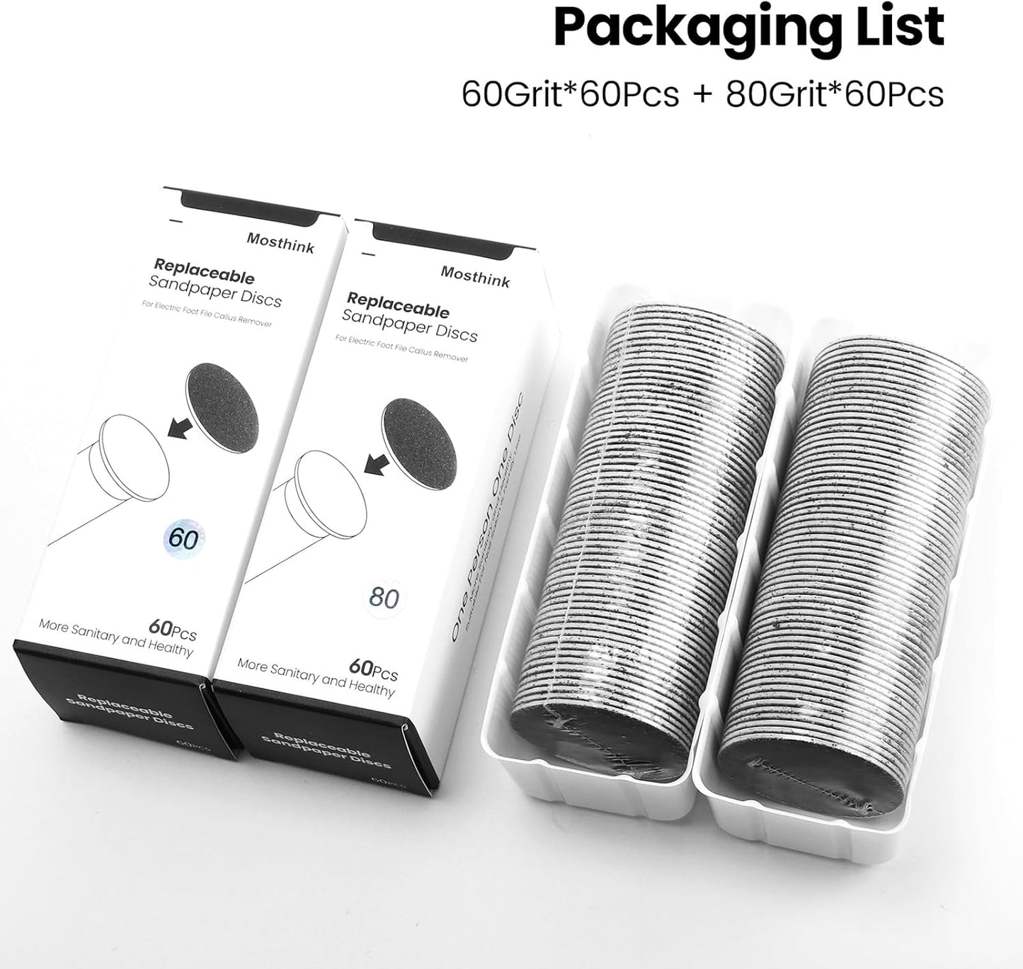 120pcs Replacement Sandpaper Refill Discs for Electric Foot File Callus Remover Tool for Men Women Dead Cracked Hard Skin (60 Grit+80 Grit)