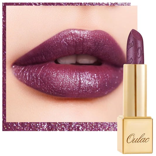 Oulac Purple Lipstick for Women with Metallic 3D Shine Lightweight Hydrating Formula, High Impact Lip Color, Vegan & Gluten Free Beauty, Full Coverage Lip Makeup, Virtual Violet(22)