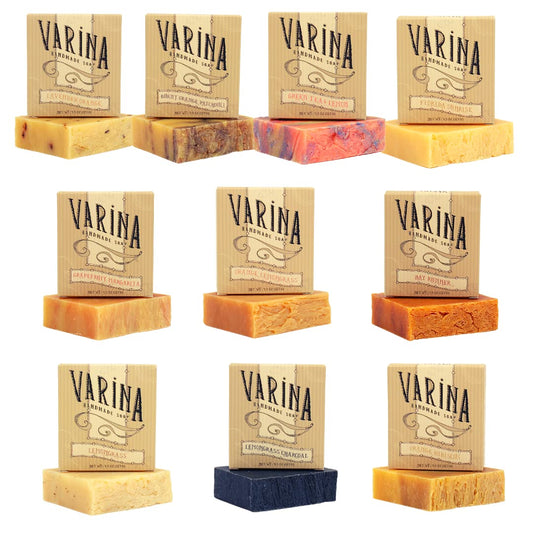 Varina Natural Citrus Variety Bar Soap - Gentle Cleansing for Sensitive Skin, Citrus - 10 Pack - Handmade Soap