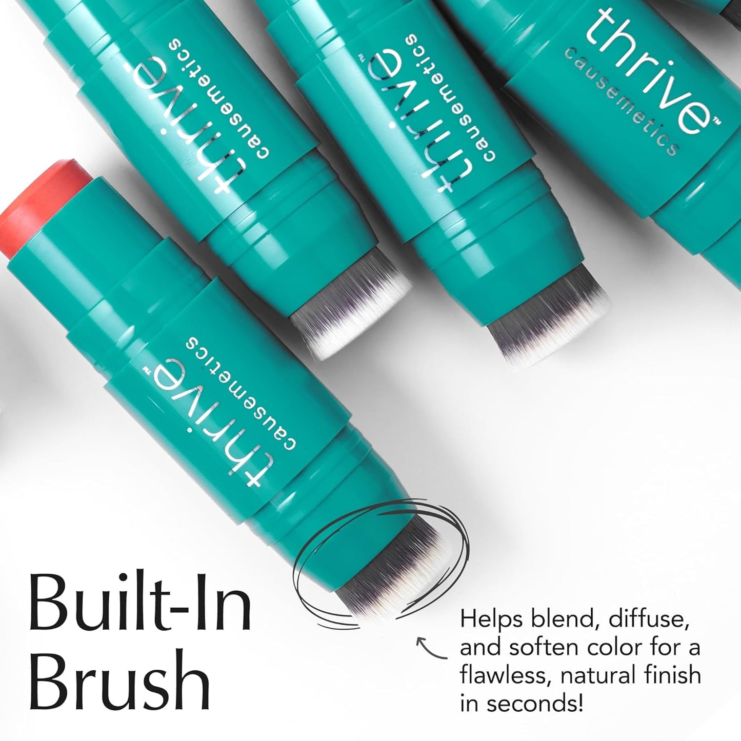 Thrive Causemetics Triple Threat Color Stick: Cream Blush Stick with Vitamin E, Evening Primrose Oil, Waterproof Smudge Proof Face Makeup Formula, Kandee (True Red Matte)