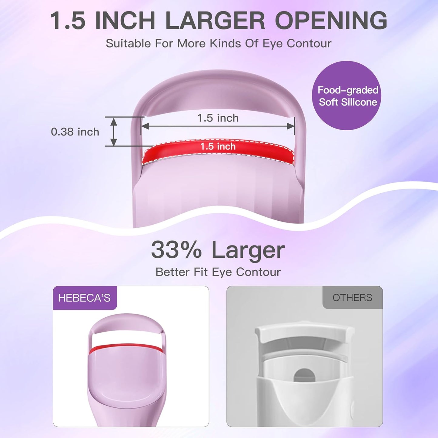 Heated Eyelash Curler Professional - Eye Lashes Curler with Innovative Heating Silicone, Electric Eyelashes Curler with 600mAh Rechargeable Battery EC4001 (Voilet)