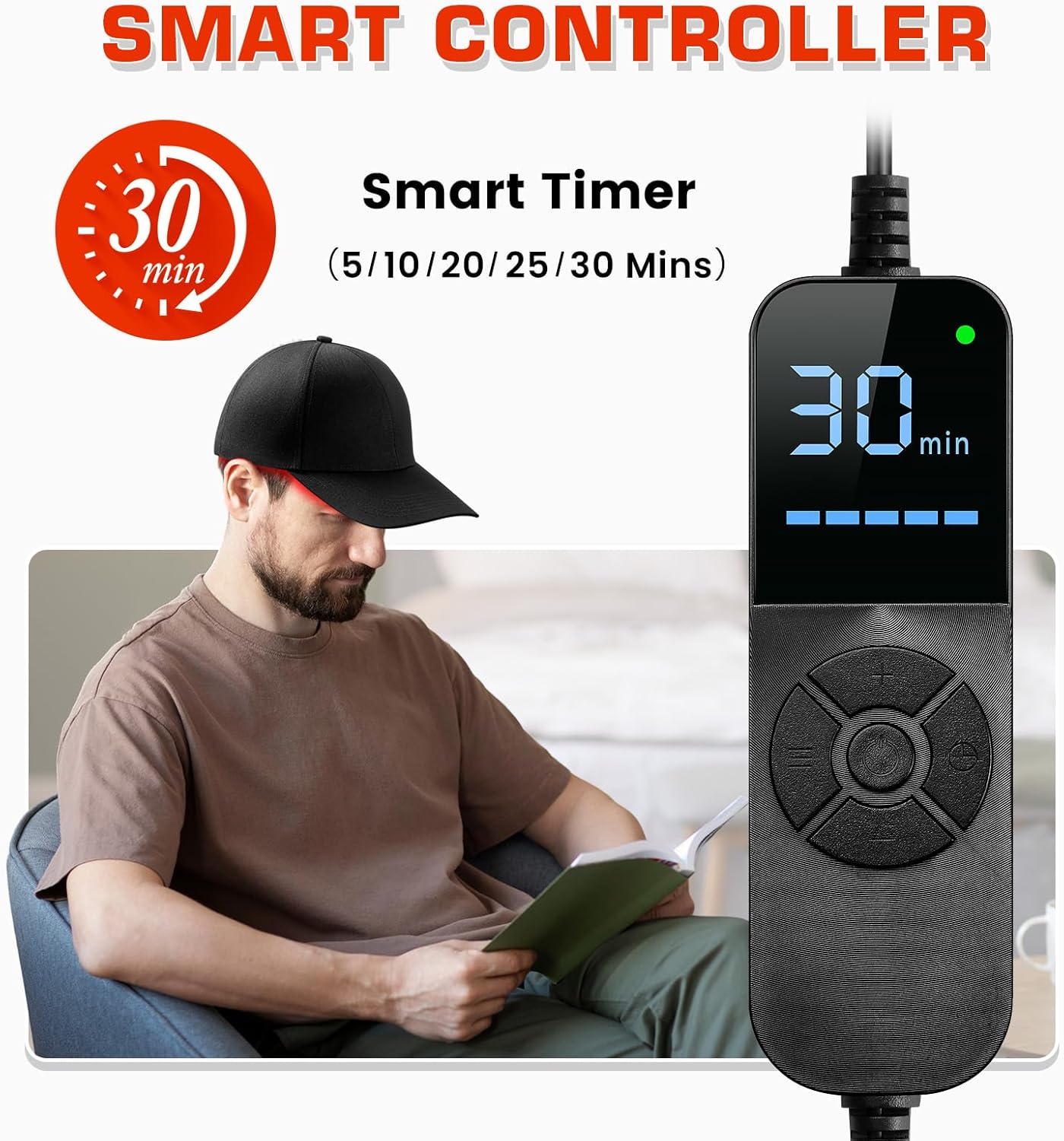 Laser Hair Growth Cap，Red Light theray for Hair, Deep Black Cap