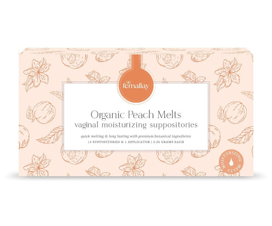 Femallay Organic Vaginal Moisturizing Suppositories – Peach – 100% Natural Relief for Dryness, Odor & Daily Feminine Discomfort – 14 Count + Applicator