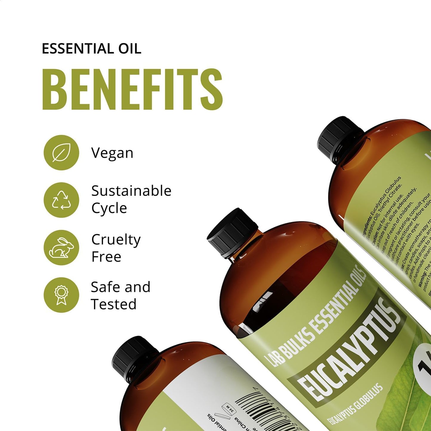 Eucalyptus Essential Oil (2 Pack) for Diffusers, Home Care, Candles, Aromatherapy, 16 oz Bulk Bottle, Eucalyptus Oil Spray