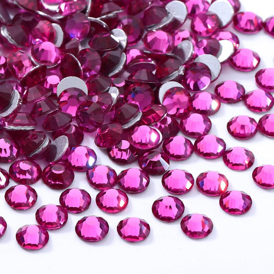 Fuchsia Flatback Rhinestones, Glass Rhinestones for Nail Art and Craft, Glue Fix, Loose Crystal Gemstones(Fuchsia, SS20, 1440pcs, 4.6-4.8mm)