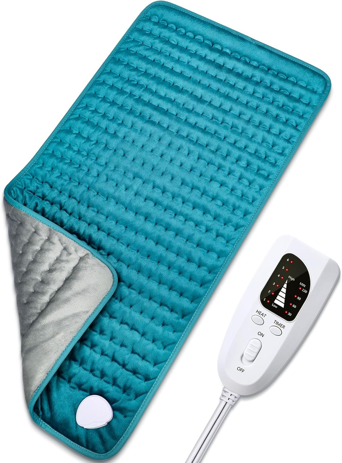 Electric Heating pad for Back/Shoulder/Neck/Knee/Leg Pain, Cramps and Arthritis Relief, 6 Fast Heating Settings, Auto-Off, Machine Washable, Moist Dry Heat Options, Extra Large 16"x30"