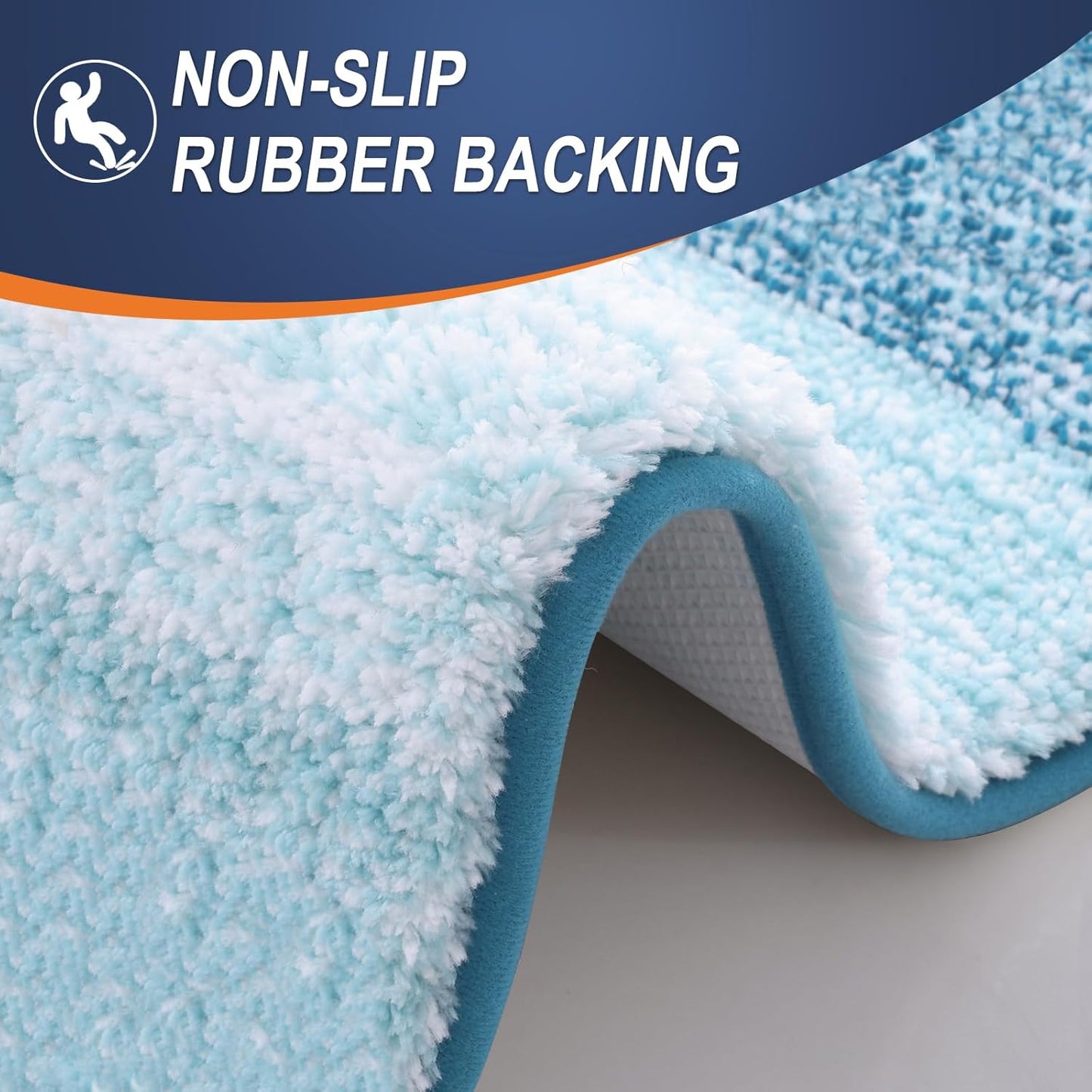 OLANLY Bathroom Runner Rugs 47x17, Extra Soft Absorbent Microfiber Bath Rugs, Rubber Backing, Quick Dry, Washable Bath Mats for Bathroom Floor, Tub and Shower, Home Decor Accessories, Peacock Blue