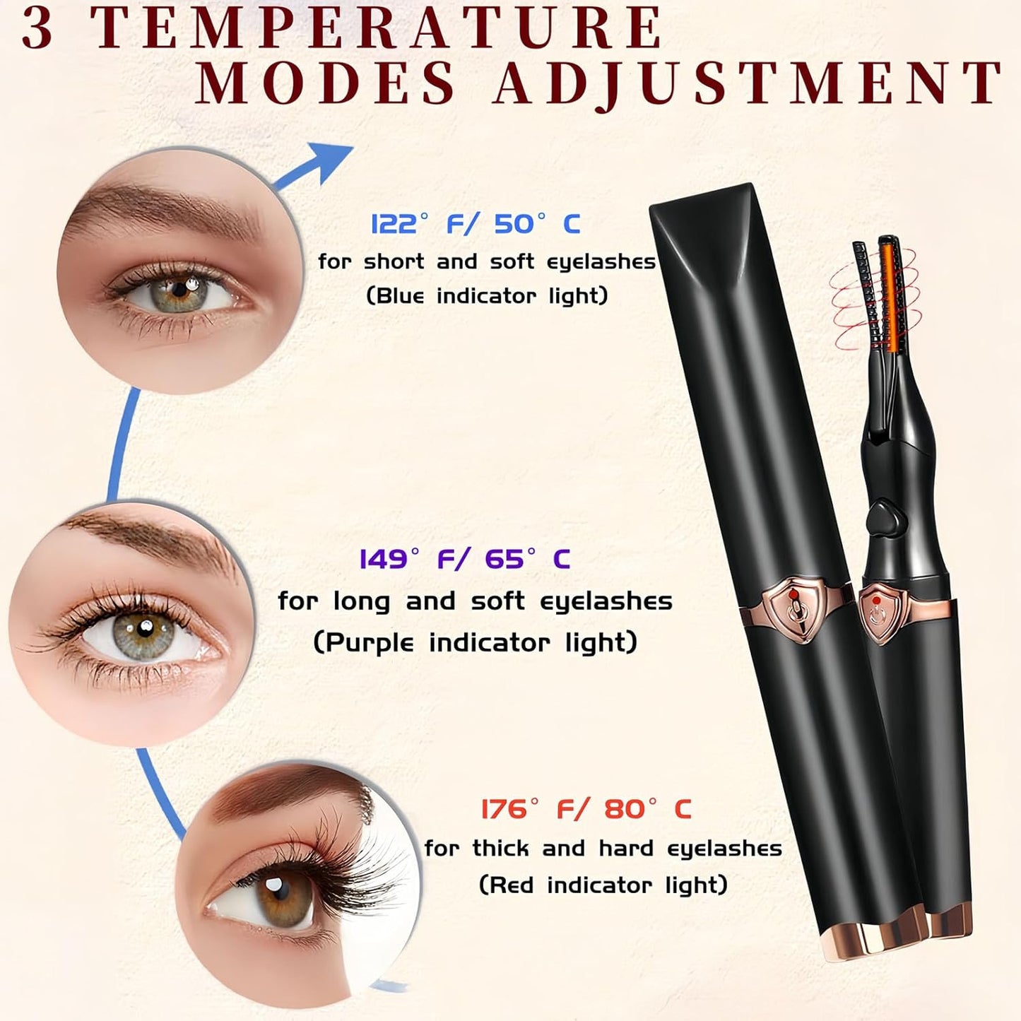 Heated Eyelash Curler - 2 in 1 Clip-Type Eyelash Curlers - Electric Eyelash Curler Rechargeable for 24H Long Lasting, 3 Heating Modes, 8S Fast Heating, Makeup Tool Gifts for Women Girls, Black-A