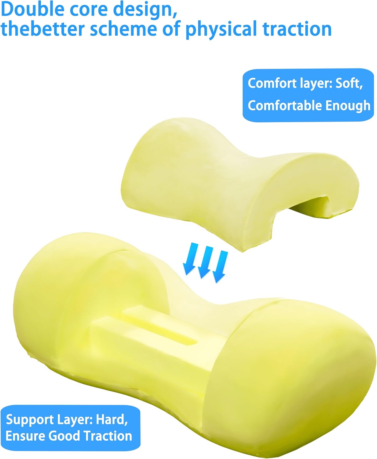 Bespilow Neck Support Pillow - Cervical Traction Device for Neck Pain Relief and Muscle Therapy - Memory Foam Neck Roll Pillow for Shoulder Pain Relaxation