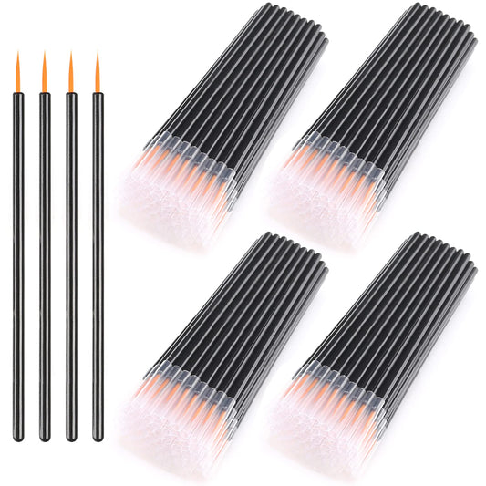 Akstore 200PCS Disposable Eyeline Mascara Brushes Eyelash Brush Wands Applicator Makeup Brush Tool Kits (Black 200PCS)