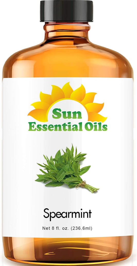Sun Essential Oils Spearmint Essential Oil 8 oz – for Diffusers, Massage & Aromatherapy