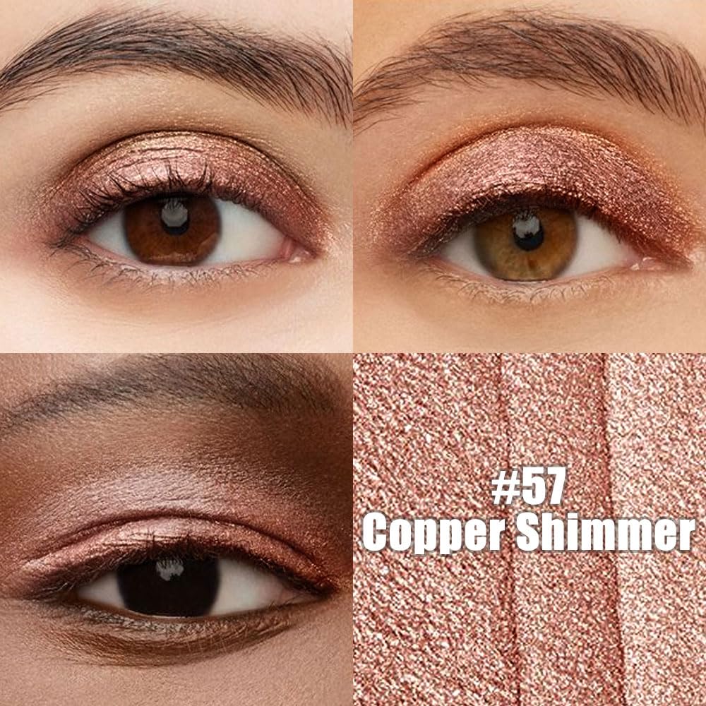 evpct Copper Shimmer Cream Eye Shadow Sticks Brightener Pencils for Women, Shimmery Bronze Silky Eyeshadow Applicator Stick Pen Waterproof, Blendable Crease-Proof Stick Eyeshadow Shimmer Eye Makeup 57
