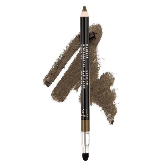 Radiant Professional Waterproof Eyeliner Pencil - Eyeliner Waterproof Smudge Proof for Woman - Long Lasting Under Eye Pencil for Smoky Eye - Soft Waterline Eye liner with Smudger Tool Olive (12)