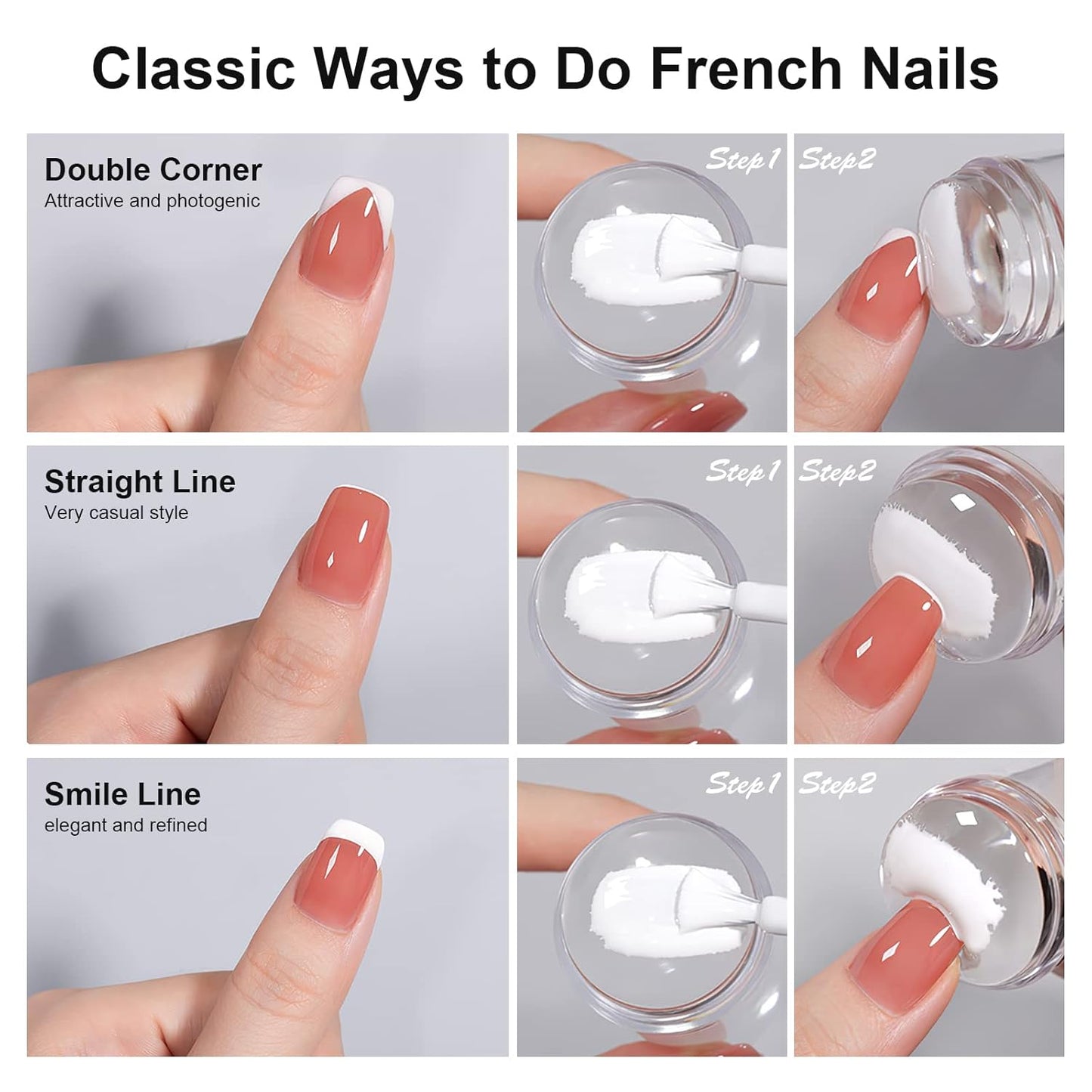 Nail Art Stamper Clear Silicone Nails Stamping Jelly with Scraper Transparent Visible Body DIY Manicure Nail Art Tool For DIY Nail Decor French Nail Manicure