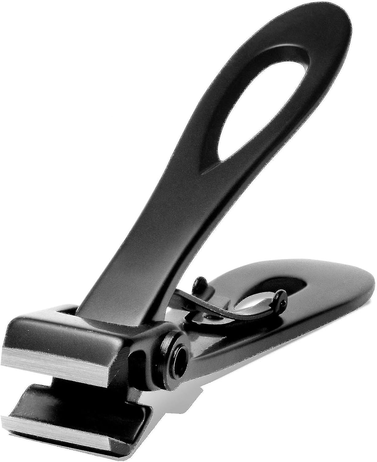 Flat Edge Nail Clippers for Men and Women, Toenail Clippers and Fingernail Clippers, Includes Nano Fiber Nail File (Large, Black), 15mm Wide Jaw Trimming for Adults, Manicure Set and Pedicure Kit