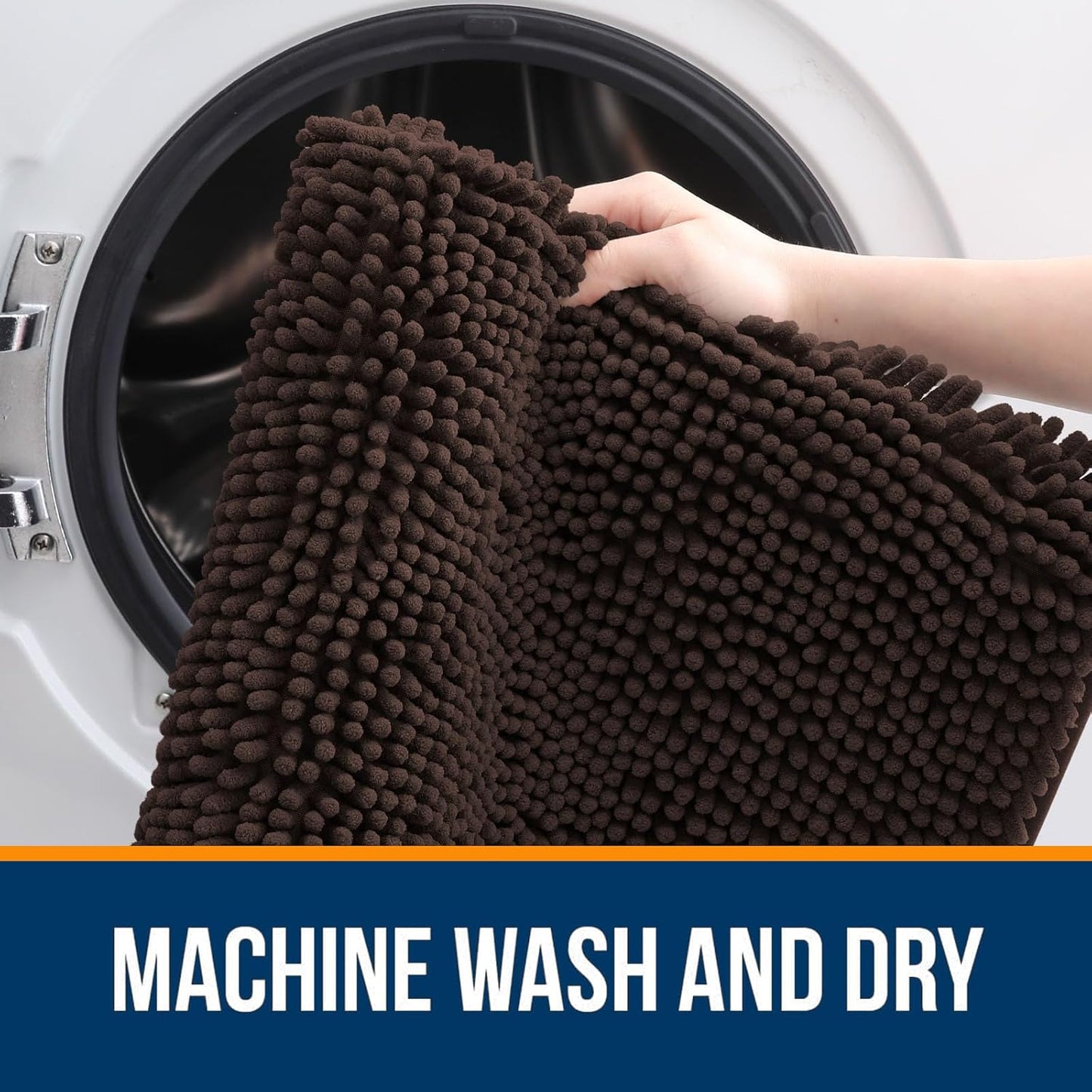 OLANLY Bathroom Rugs 24x16, Extra Soft Absorbent Chenille Bath Rugs, Rubber Backing Quick Dry, Machine Washable Bath Mats for Bathroom Floor, Tub and Shower, Home Decor Accessories, Brown