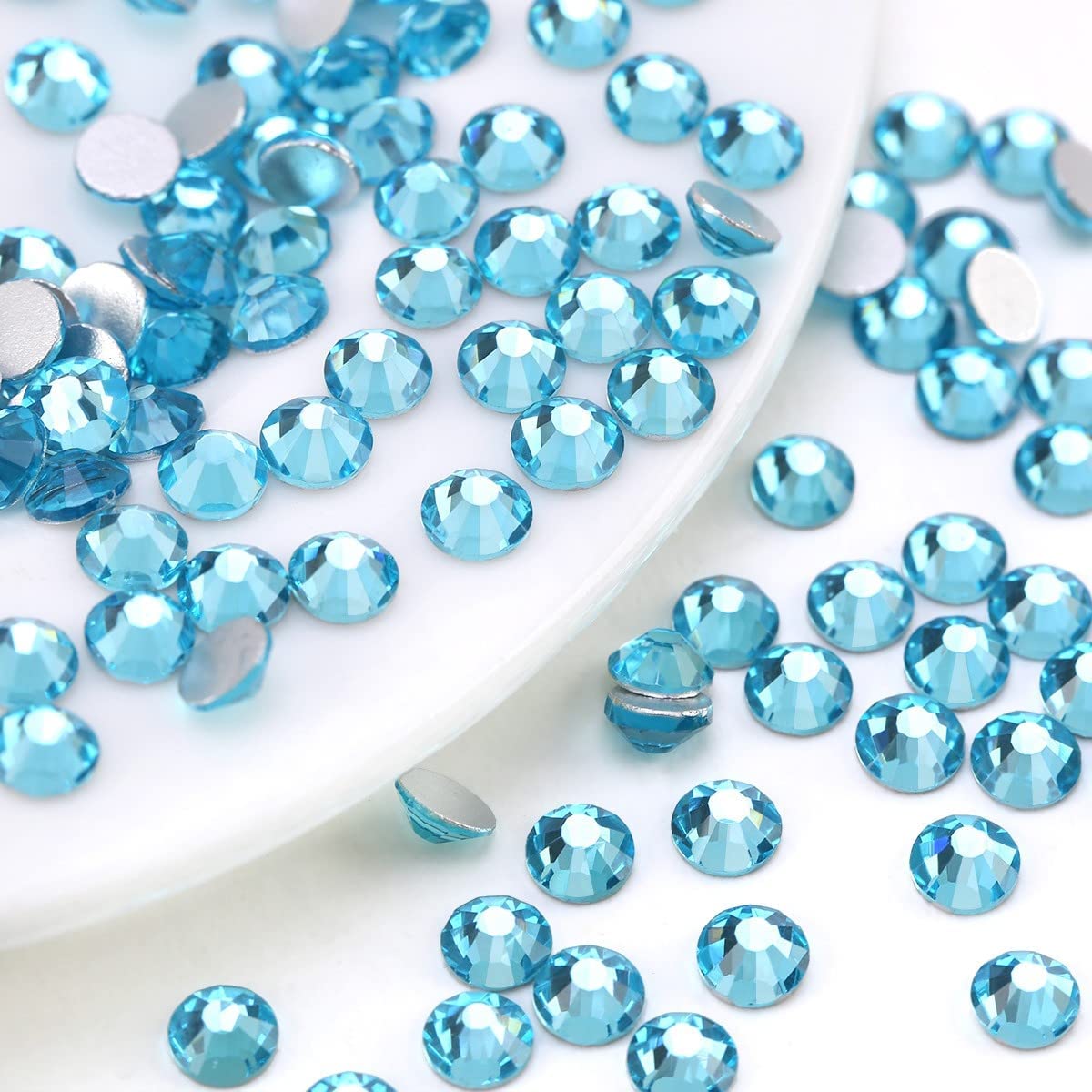 Aquamarine Rhinestones for Nails Lake Blue Nail Rhinestones Multi Shapes Flatback Water Blue Crystals Gems K9 Glass Stones Diamonds jewels Nail Art Supplies Nail Charms for Nails Faces Makeup