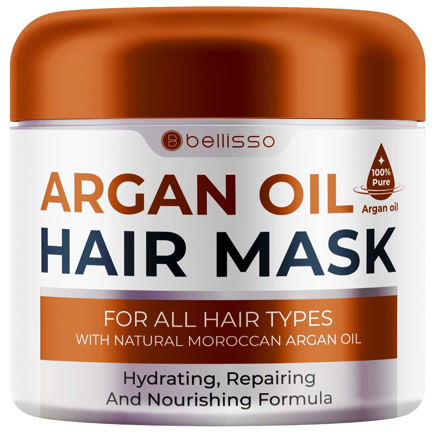Moroccan Argan Oil Mask - Deep Conditioning Moisturizer for Dry, Extremely Damaged Hair - Hydrating Repair Treatment for Split Ends - With Collagen and Keratin for Curly, Frizzy and Color Treated Hair