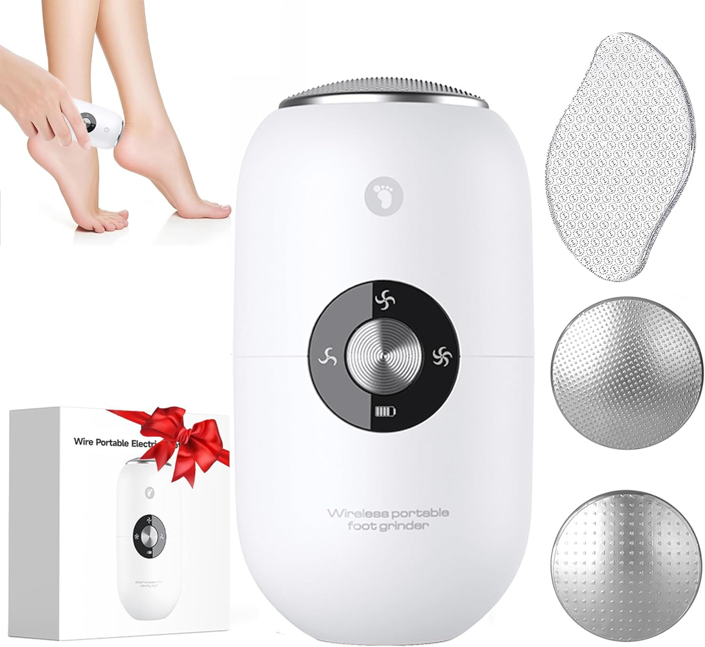 Electric Foot Callus Remover for Women Men, Electric Foot File with Stainless Steel Heads, Rechargeable Callus Remover for Feet, Portable Feet Grinder for Cracked Dry Heels, Dead Skin Calluses